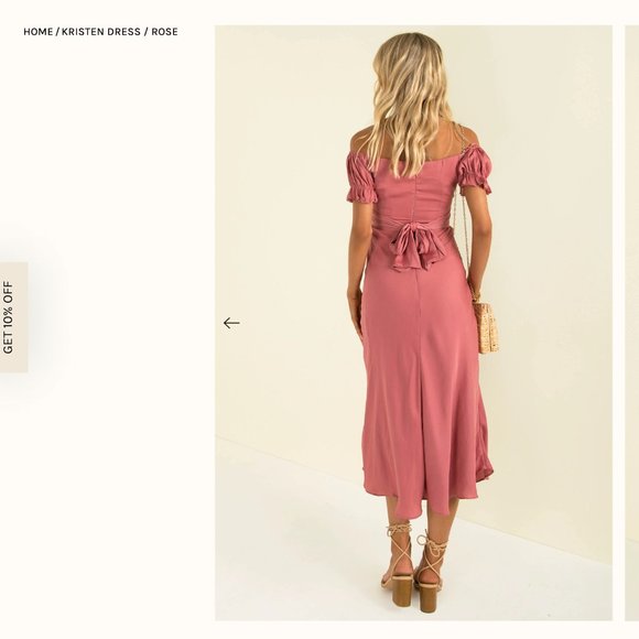 Sundae Muse Kristen Satin Off Shoulder Midi Dress in Rose - Picture 3 of 8